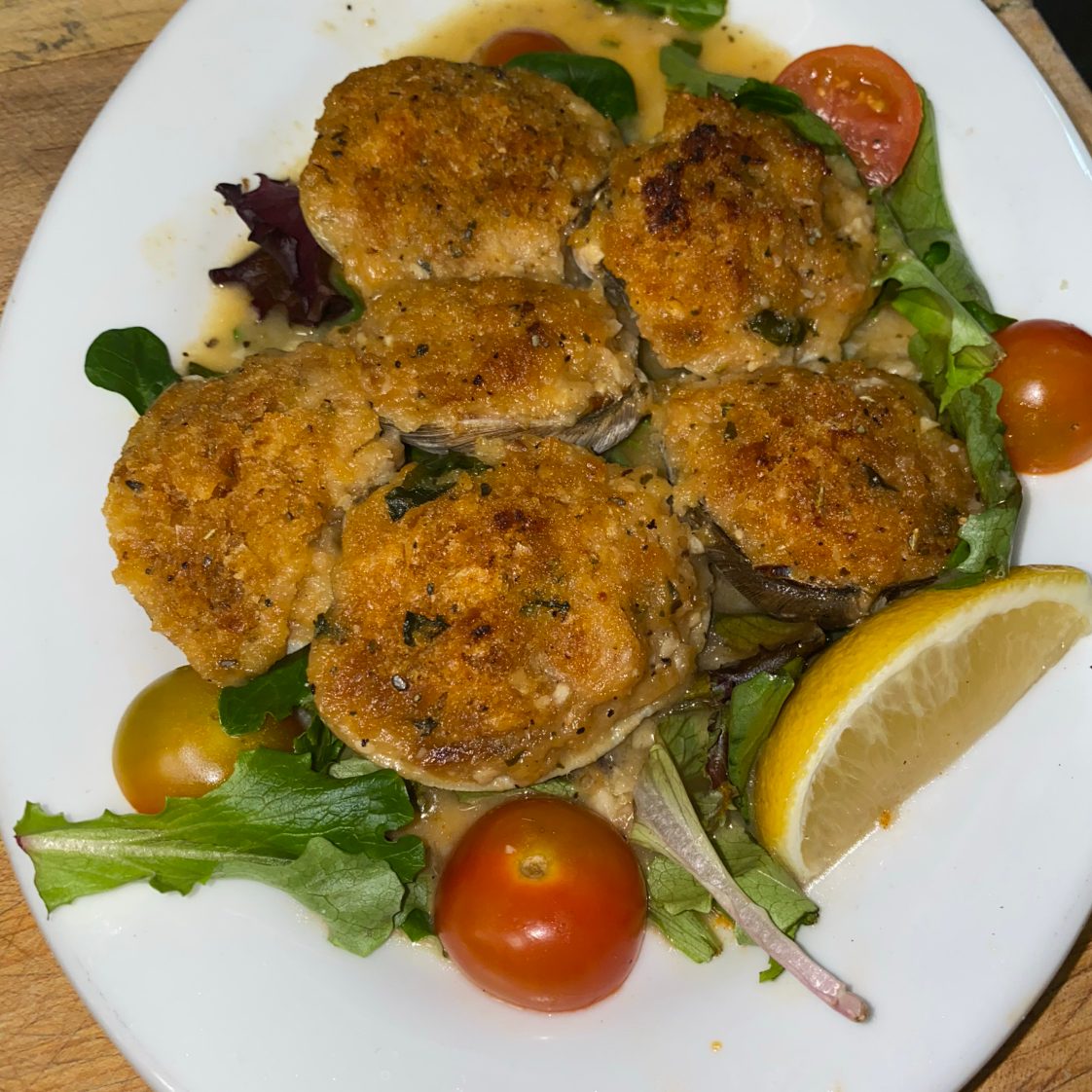 Baked Clams Oreganata.